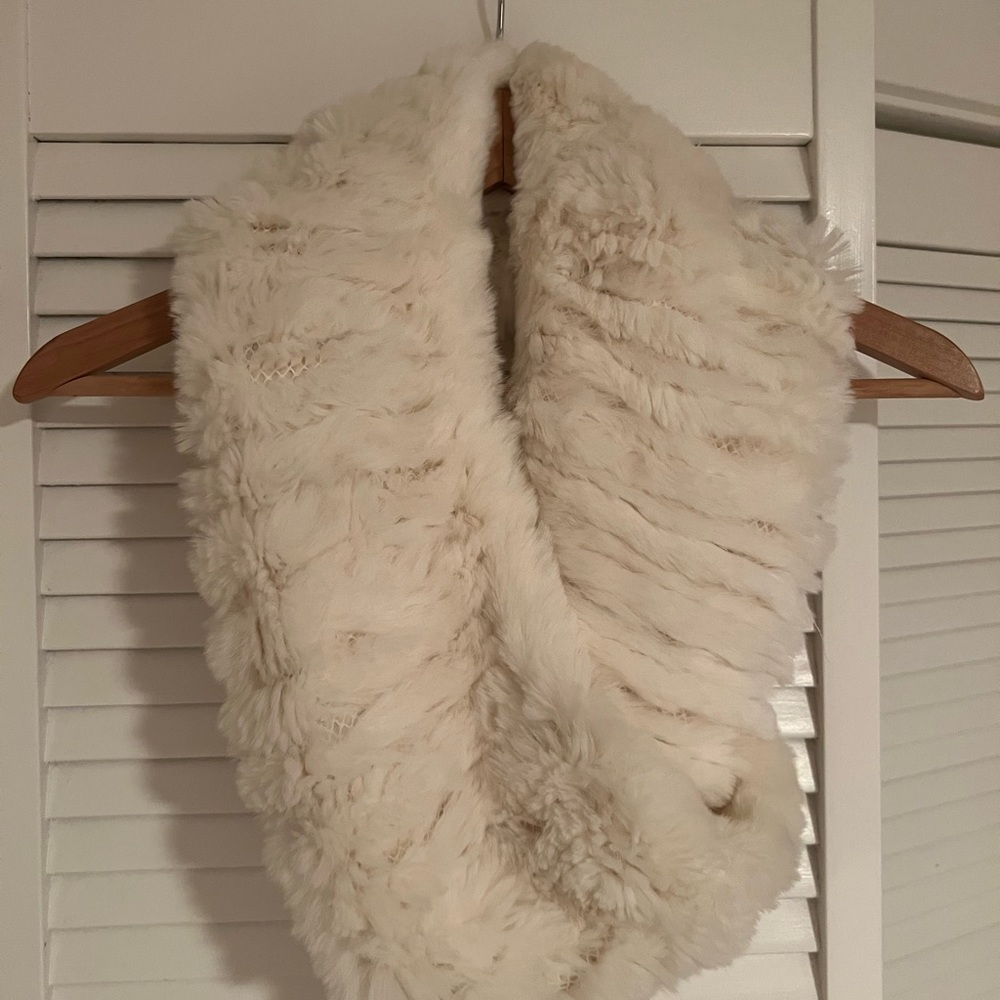 Rabbit Fur Infinity Scarf - White